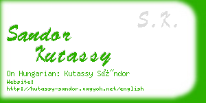 sandor kutassy business card